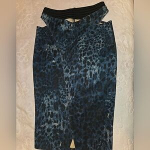 Boohoo Blue Leopard Print Pencil Skirt